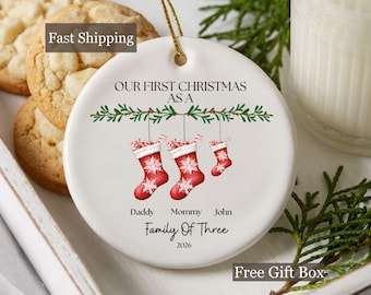 First christmas as a family ornament, family of three , family of four, family of five, family of six ornament, growing family ornament