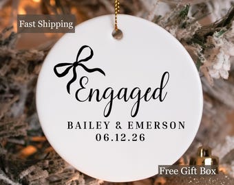 Engaged 2026 Christmas Ornament, Engagement Ornament, Engaged Keepsake for couple, new engagement gift, engagement date ornament keepsake