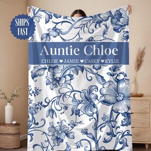 Personalized Auntie Blanket, Custom Name Aunt Gift, Auntie Gift from Kids, Mothers Day Gift for Aunt, Mothers day gift for Auntie, Aunt gift