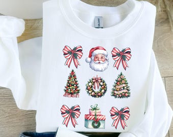 Sudadera con lazo de árbol de Navidad, sudadera navideña, camiseta navideña, coqueta navideña, camiseta navideña coqueta, sudadera navideña, coqueta