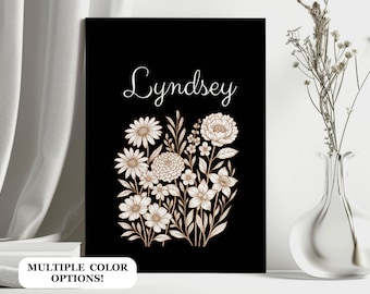Personalisiertes Wildblumen-Notizbuch, benutzerdefiniertes Namensjournal, Blumenjournal für Frauen, Wildblumen-Notizbuch, Geschenk für Schriftsteller, Blumennamenjournal