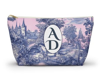 Mahjong Tile Bag, Pastel Toile Mahjong Bag, Mahjong Bag, custom makeup bag, mahjong tile pouch, mahjong accessory bag, mahjong player gift