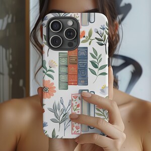 Floral Bookshelf Phone Case, Vintage Bookish Phone Case, Phone Case for book lovers, Floral Bookish Phone Case, iPhone 16 15 14 13, Samsung