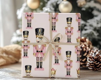 Nutcracker Christmas Wrapping Paper, Christmas Wrapping paper, Pink Gift Wrap, Christmas packaging, Wrapping paper, holiday gift wrap