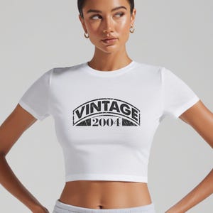 Custom Vintage baby tee, custom birth year tee, baby tee for birthday, vintage baby tee, y2k baby tee, gen z shirt, baby tee,custom text tee