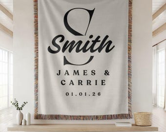 Cobertor de casamento personalizado, cobertor de casal com monograma, presente de casamento para noivos, presente de recém-casados, cobertor de casamento personalizado