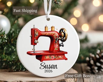 Custom Sewing Christmas Ornament, Sewing Ornament, Quilter sewing gift, Sewing machine christmas ornament, gift for quilter, gift for tailor