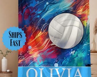 Custom Volleyball Blanket, Personalized Volleyball Player Gift, Volleyball Throw Blanket, Volleyball Team Sports Gift, volleyball gift