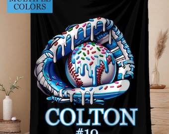Custom Baseball Blanket, Baseball Drip Blanket, Custom Softball Blanket, Baseball gift, softball gift, Custom Name blanket, baseball gift