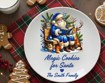 Cookies for Santa Plate, Santa Cookie Plate, Kids christmas eve plate, cookies and milk for santa plate, Custom Santa Cookie Plate, xmas eve