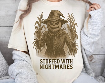 Spooky Scarecrow Comfort Colors Shirt, scarecrow shirt, weirdcore Halloween Shirt, Scrary halloween shirt spooky halloween shirt, weirdcore