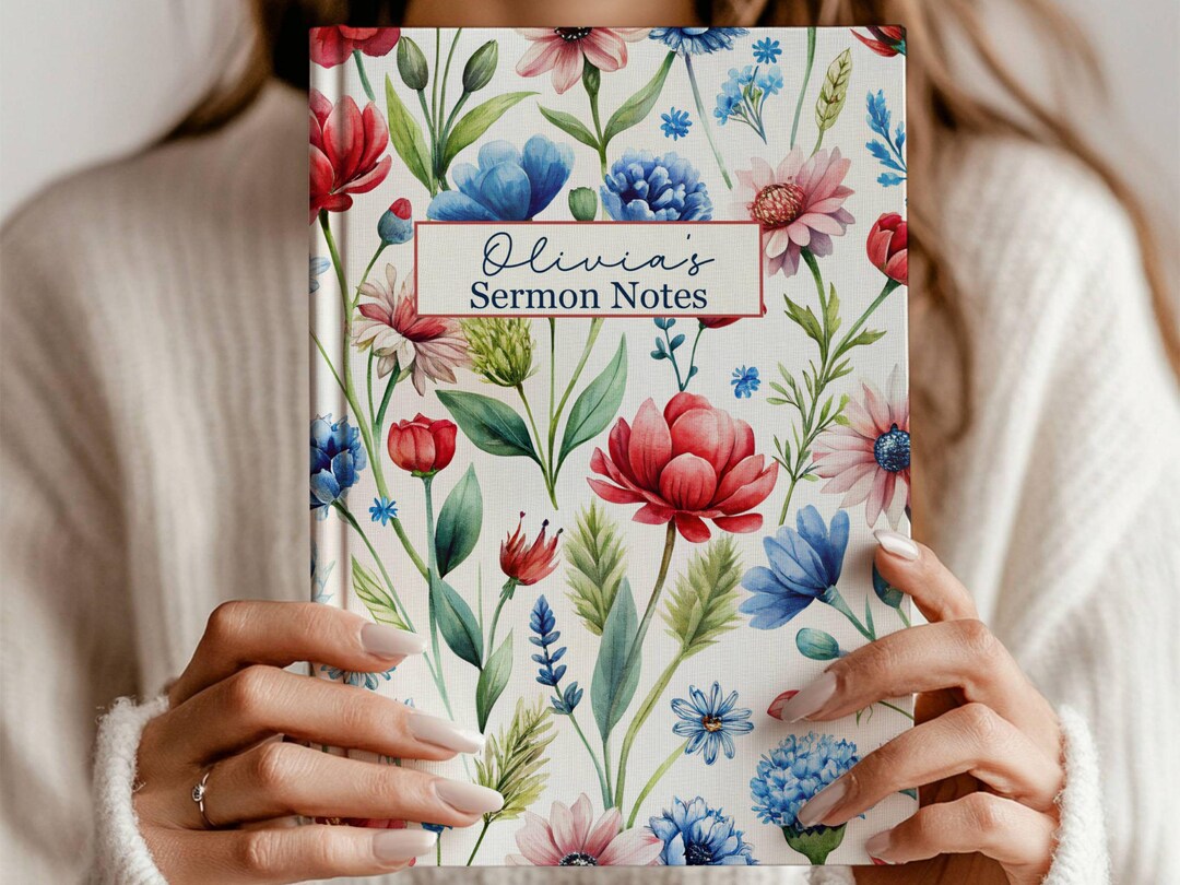 Personalized Sermon Notes Journal, Floral Christian Notebook, Custom ...