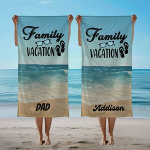Custom Family Vacation Beach towels, Family Vacation towels, Custom Family Towels, personalized vacation beach towels, vacation towels