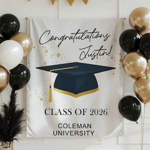 Class of 2026 Custom Graduation Party Backdrop, Personalized Congrats Grad School Colors Banner, High School Graduation, College Grad Gift