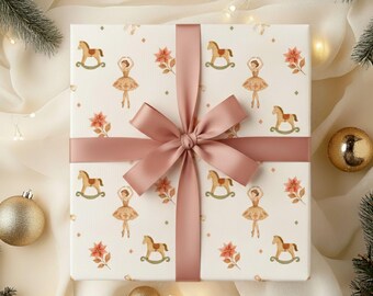 Christmas Nutcracker Ballerina Wrapping Paper, Nutcracker gift wrap Holiday Gift Wrap, Ballerina Christmas Paper, Festive Winter Gift