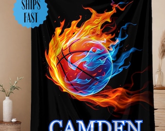 Personalized Basketball Blanket, Custom boys basketball Blanket, gift for Basketball player, basketball throw blanket, boys sports blanket