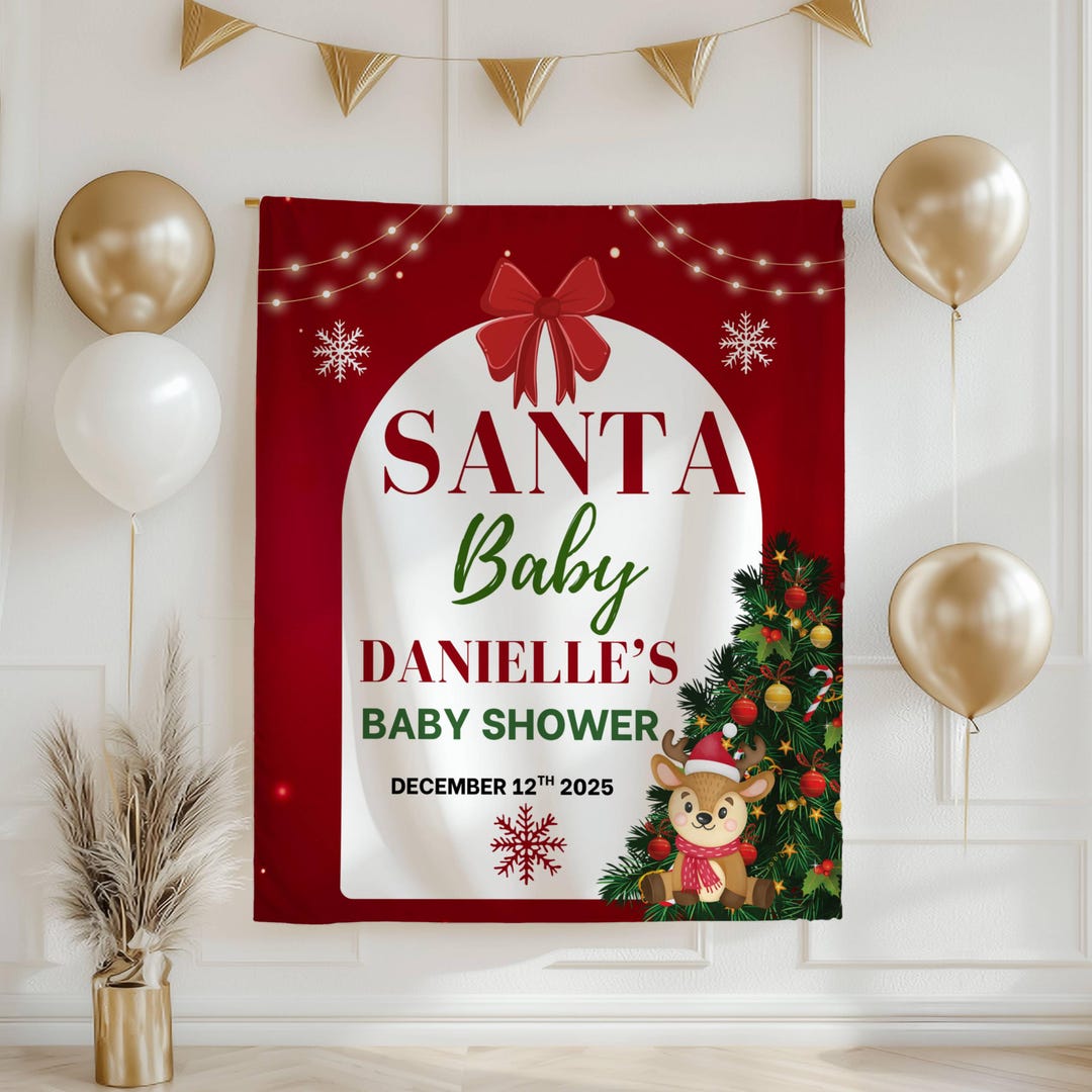 Tapiz de Papá Noel para Baby Shower, Decoración personalizada para Baby