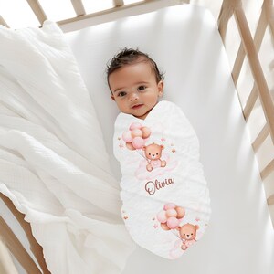 Personalized Newborn Swaddle Blanket, Kids Name Blanket, Name Swaddle Blanket, Bear Blanket, Newborn Swaddle Blanket, Custom Name blanket