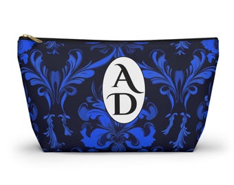 Bolsa para fichas de mahjong, bolsa azul real damasco para fichas de mahjong, neceser personalizado, estuche para fichas de mahjong, bolsa para accesorios de mahjong, regalo para jugadores de mahjong