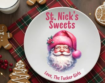 Personalized Santa Cookie Plate, St. Nick's Snack Plate, Santa Plate, Christmas eve plate, kids christmas plate, Christmas eve keepsake dish