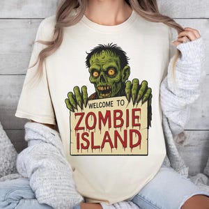 Zombie Island Halloween Comfort Colors Shirt, Zombie Halloween shirt, Womens Halloween Shirt, Cute Fall Shirt, Spooky Season shirt,Halloween