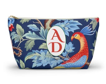 Chinoiserie Bird Floral Monogram Mahjong Tile Bag, elegant game bag, personalized mahjong, mahjong bag, mahjong tile bag, gift mahjong lover
