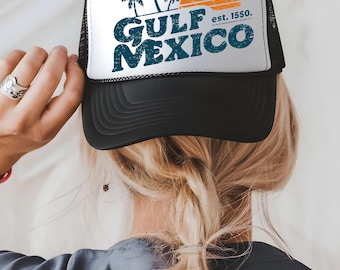 Gulf of Mexico trucker hat, Gulf hat,  Mexico Beach hat, mexico lover trucker hat, vacation hat, funny mexico hat viral meme hat, trump 2025