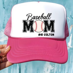 Custom baseball mom hat, baseball mom hat, baseball mom trucker hat, baseball mom, baseball mom gift, baseball mama hat,baseball mama custom image 2