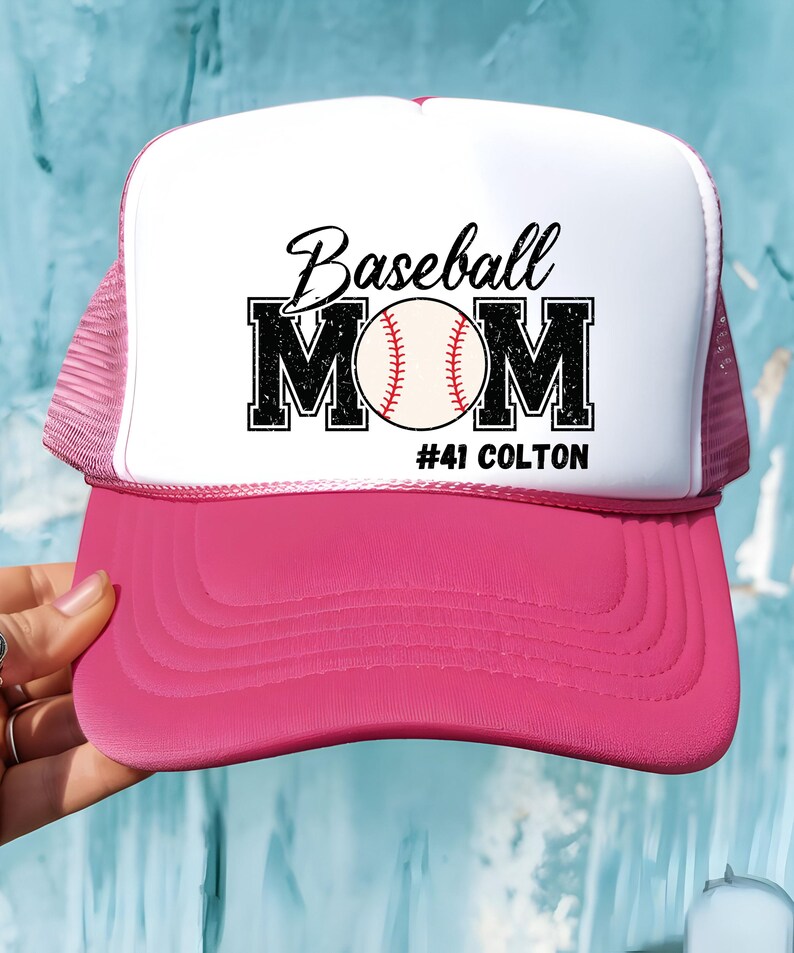 Custom baseball mom hat, baseball mom hat, baseball mom trucker hat, baseball mom, baseball mom gift, baseball mama hat,baseball mama custom image 2