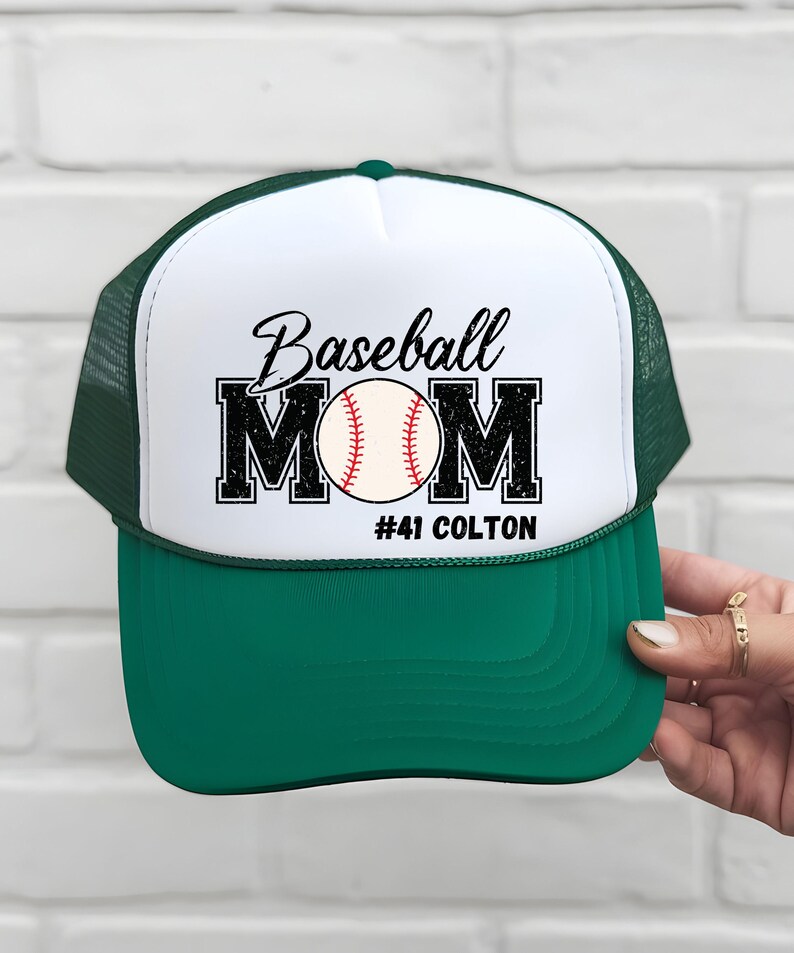 Custom baseball mom hat, baseball mom hat, baseball mom trucker hat, baseball mom, baseball mom gift, baseball mama hat,baseball mama custom image 5