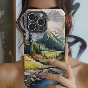 Mountain Phone Case, mountain and trees phone case, nature case, nature lover phone case, iPhone 15 16 13 14 case, samsung galaxy case