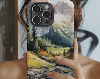 Mountain Phone Case, mountain and trees phone case, nature case, nature lover phone case, iPhone 15 16 13 14 case, samsung galaxy case