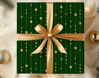 Carta da regalo scintillante verde e oro, elegante carta da regalo, carta da regalo per le feste, carta da regalo natalizia glitterata, carta da regalo invernale festiva