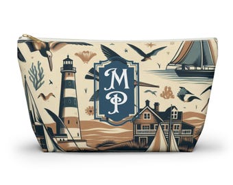 Personalized Coastal Mahjong Tile Bag, Nautical Zipper Pouch, Mahjong Accessory Bag, gift for Mahjong Player, Tile bag, Mahjong Gift