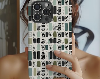 Bohemian Abstract Phone Case, Modern Abstract Phone Case, Neutral Geometric Pattern iPhone Case, minimalist phone case, iPhone 17 phone case