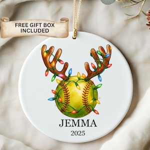 Custom Softball Ornament, Personalized Softball Ornament, Softball keepsake ornament, Coach ornament, end of season gift, Softball xmas gift