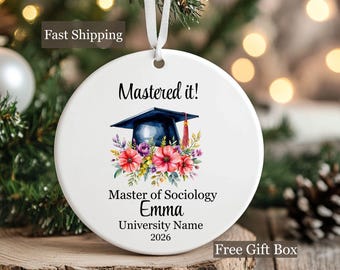 Custom Master's Degree Graduation Ornament, Graduation keepsake, Graduation ornament, Personalized MBA graduation keepsake, Mastered it gift