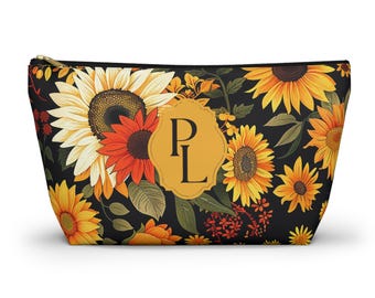 Bolsa de fichas de mahjong con girasoles, bolsa de mahjong con flores, bolsa de fichas de mahjong, bolsa de mahjong, regalo para jugadores de mahjong, amantes del mahjong, bolsa de cosméticos
