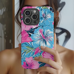 Hibiscus Phone Case, Floral Hibiscus Phone Case, Floral Phone Case, Trendy Phone Case, Samsung Galaxy Phone Case, iPhone 15 pro case, iphone