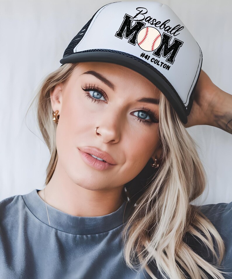 Custom baseball mom hat, baseball mom hat, baseball mom trucker hat, baseball mom, baseball mom gift, baseball mama hat,baseball mama custom image 3