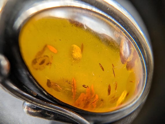 Vintage Baltic Amber Ring • Solid 925 Sterling Si… - image 9