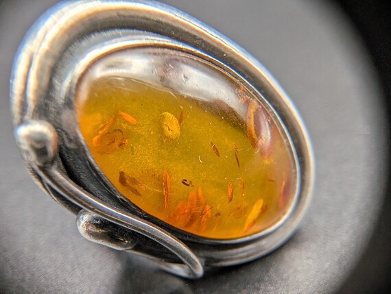 Vintage Baltic Amber Ring • Solid 925 Sterling Si… - image 8