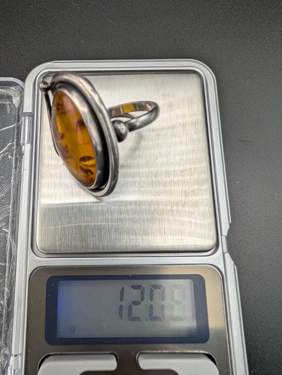Vintage Baltic Amber Ring • Solid 925 Sterling Si… - image 10