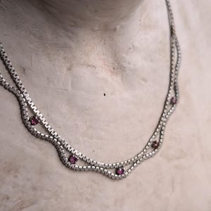 Vintage 835 Silber Kette Mit Echten Rubine Geprüft 60er