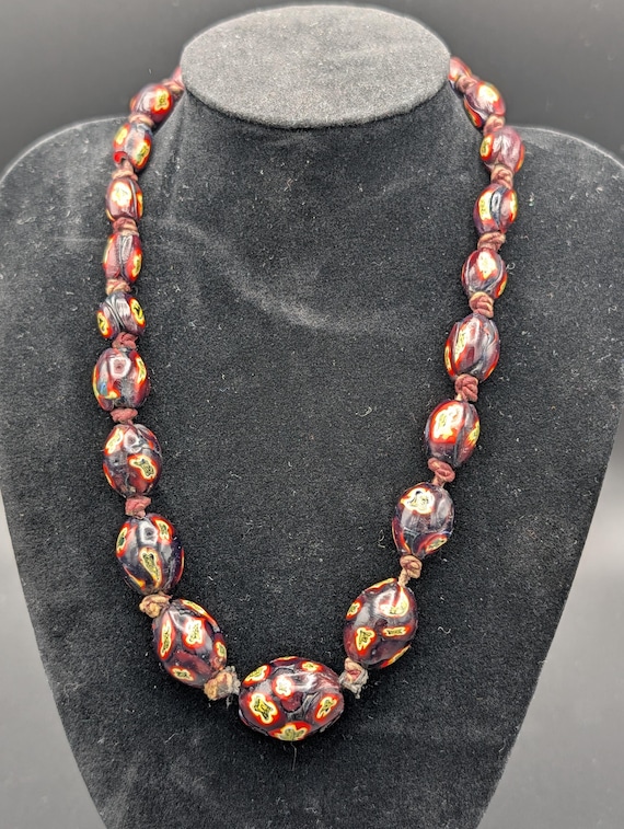 Antique Murano Millefiori Trade Beads Necklace ca. 1880–1910 | Venetian African Trade Beads | Original Stringing