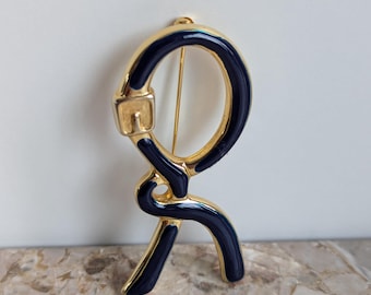 Pendentif Vintage Ancien En Métal Doré Avec Pierre Bleue - Bijou Ancien En Bon état - Occasion Sans Marque