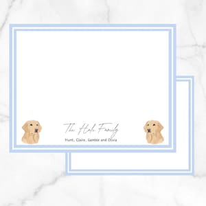 Personalisierte Familie Briefpapier • Aquarell Golden Retriever Briefpapier • Golden Retriever Danke Notizen