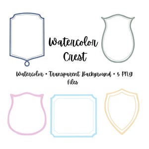 Crest Watercolor Clipart 5 PNG Transparent Background       Wedding Crest, Monogram Crest Gift Tags, Calling Cards, Invitations, Stickers