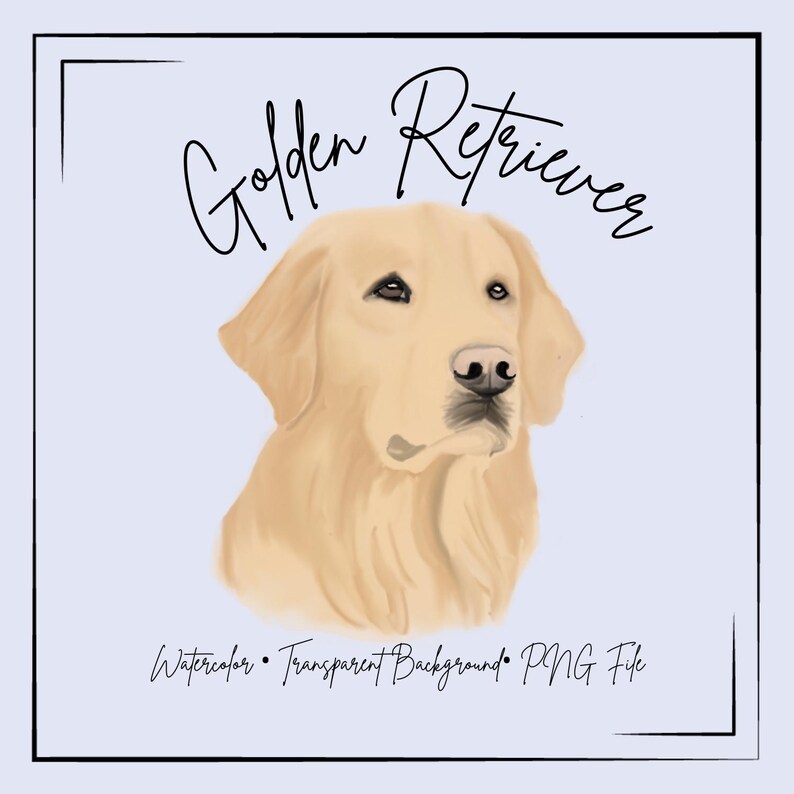 Retriever Cursive Golden Retriever Watercolor Clipart PNG Transparent Background Gift ...