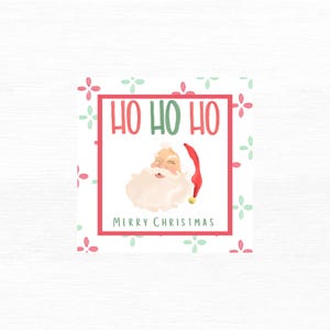 Etiquetas para presentes de Natal // Etiquetas para feriados // Papai Noel Ho Ho Ho pintado à mão em aquarela // Conjunto de 50